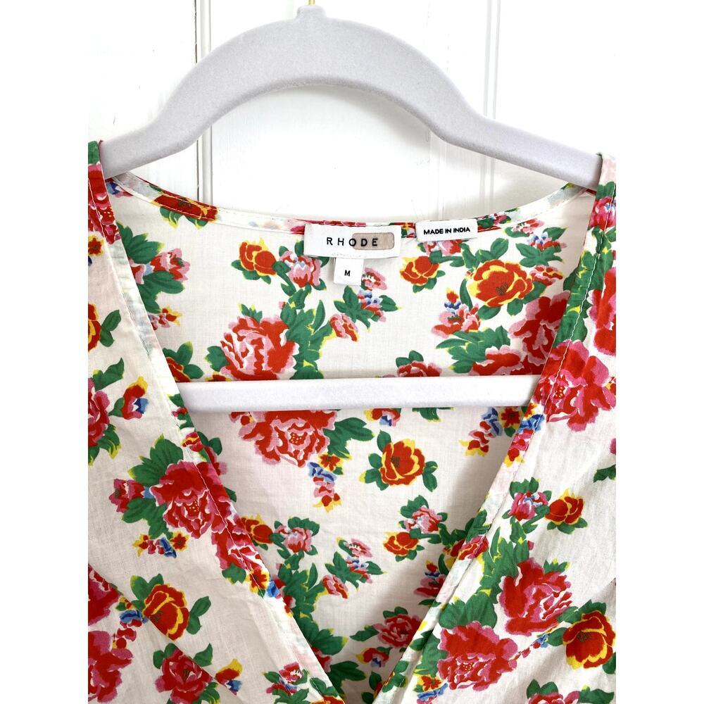 RHODE Elodie Top Floral Ruffle Cotton Cropped Blouse Puff Sleeve Tuckernuck - Picture 8 of 8